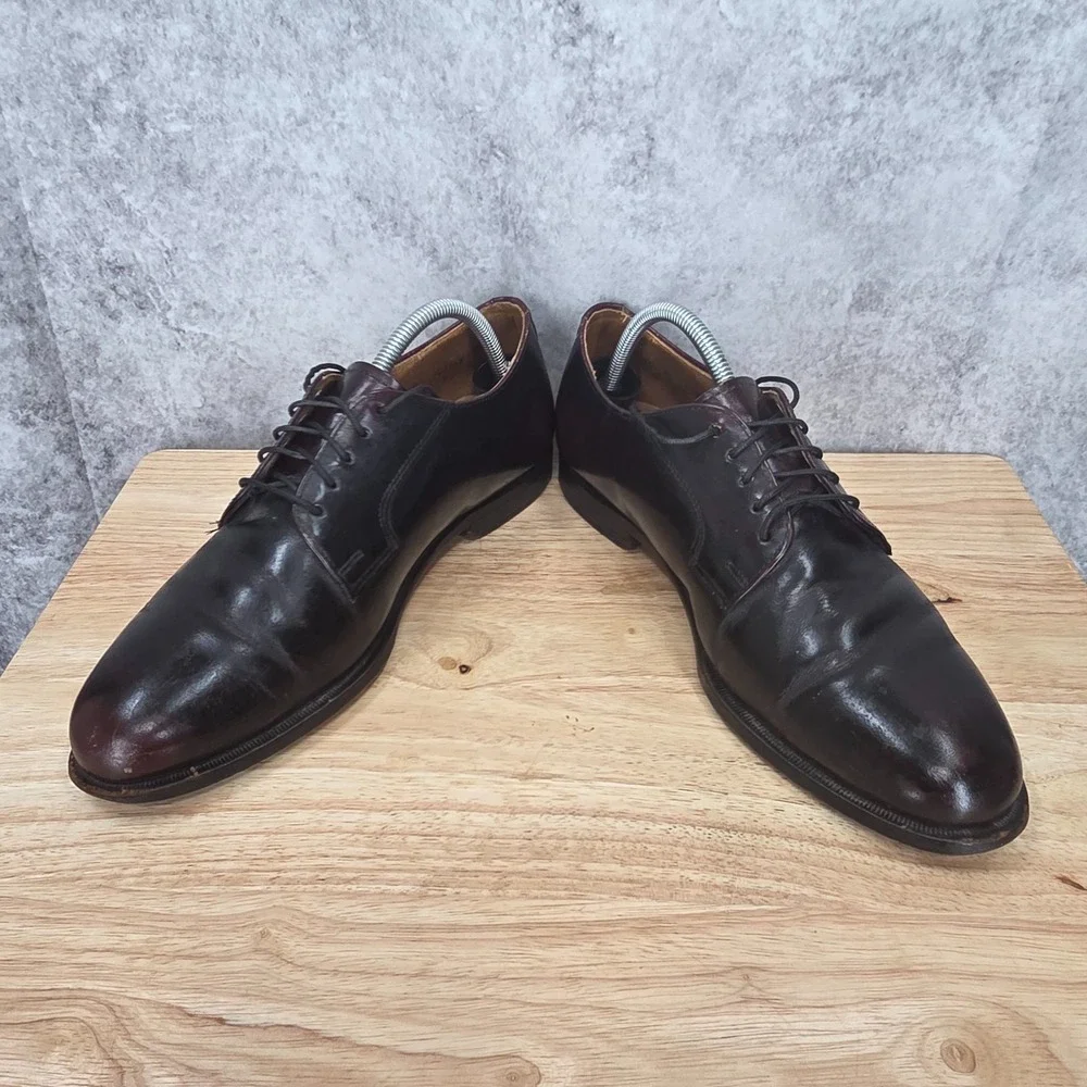 Cole Haan Derby Shoes Men 9 Blucher Shoes Burgundy Oxford Leather Vintage USA